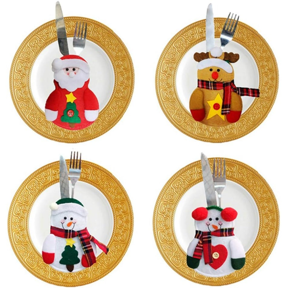 Set of 4/8/12 Christmas cutlery holders for tableware decoration at Xmas parties