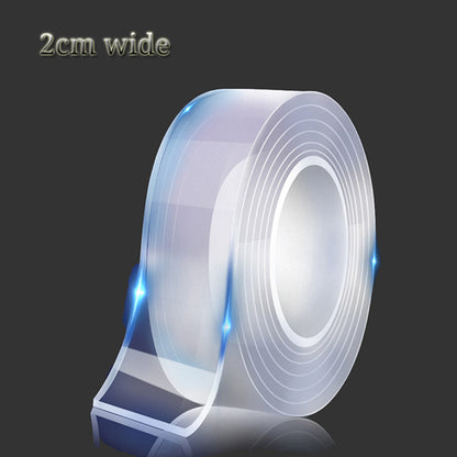 1 piece of washable and reusable transparent double sided adhesive tape for kitchen and bathroom supplies.