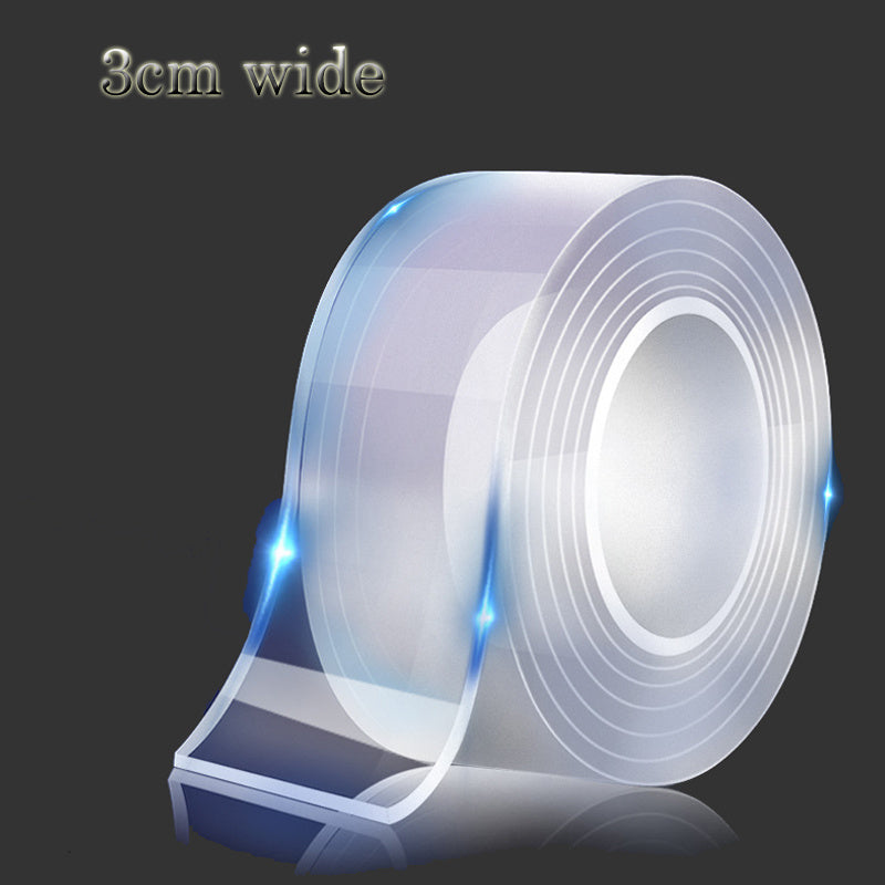 1 piece of washable and reusable transparent double sided adhesive tape for kitchen and bathroom supplies.