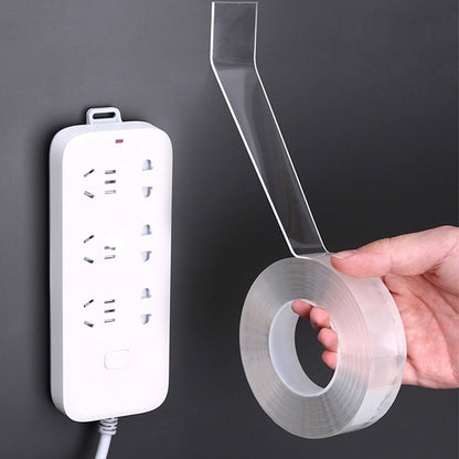 1 piece of washable and reusable transparent double sided adhesive tape for kitchen and bathroom supplies.