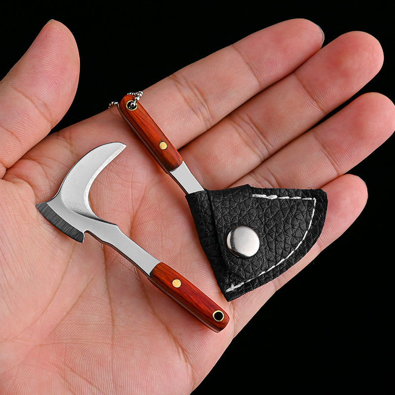 Mini sickle bag set keychain for men, includes 1 mini portable knife and sickle knife set for everyday carry, box cutter, and pack opener.