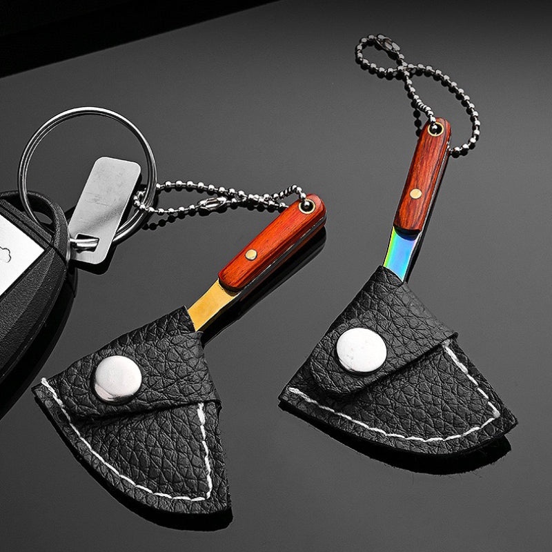 Mini sickle bag set keychain for men, includes 1 mini portable knife and sickle knife set for everyday carry, box cutter, and pack opener.