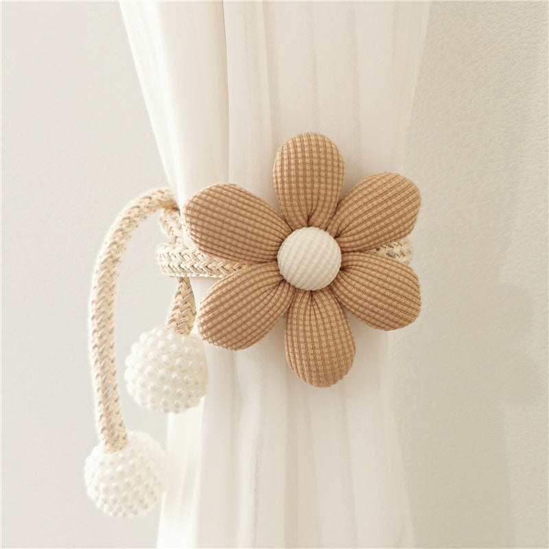 1 piece of Ins Style Adorable Three-Dimensional Flower Pearl Buckle Curtain Tie-back for Mosquito Net, Ribbon Lash Rope Decoration