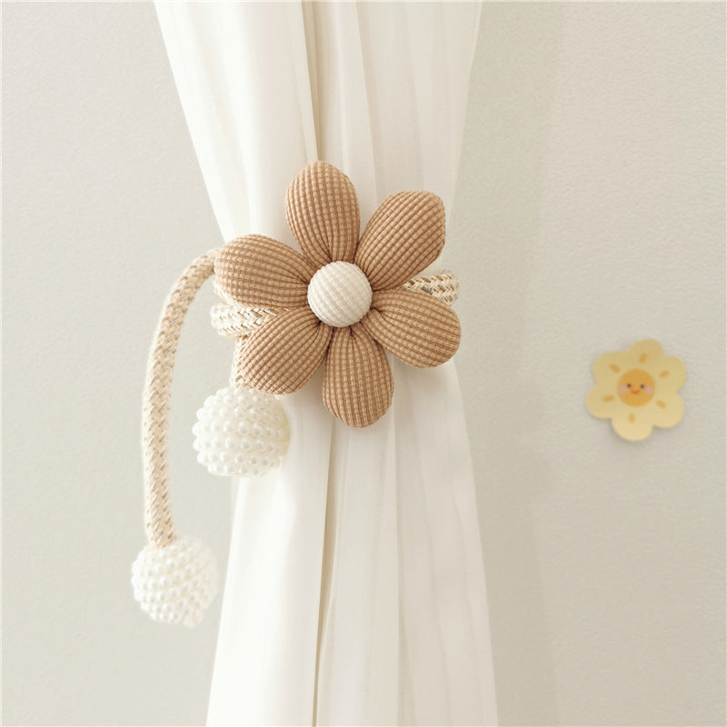 1 piece of Ins Style Adorable Three-Dimensional Flower Pearl Buckle Curtain Tie-back for Mosquito Net, Ribbon Lash Rope Decoration