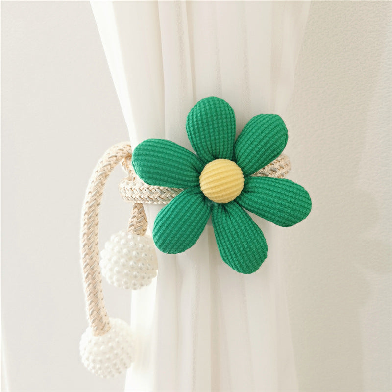 1 piece of Ins Style Adorable Three-Dimensional Flower Pearl Buckle Curtain Tie-back for Mosquito Net, Ribbon Lash Rope Decoration