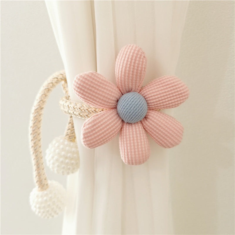 1 piece of Ins Style Adorable Three-Dimensional Flower Pearl Buckle Curtain Tie-back for Mosquito Net, Ribbon Lash Rope Decoration