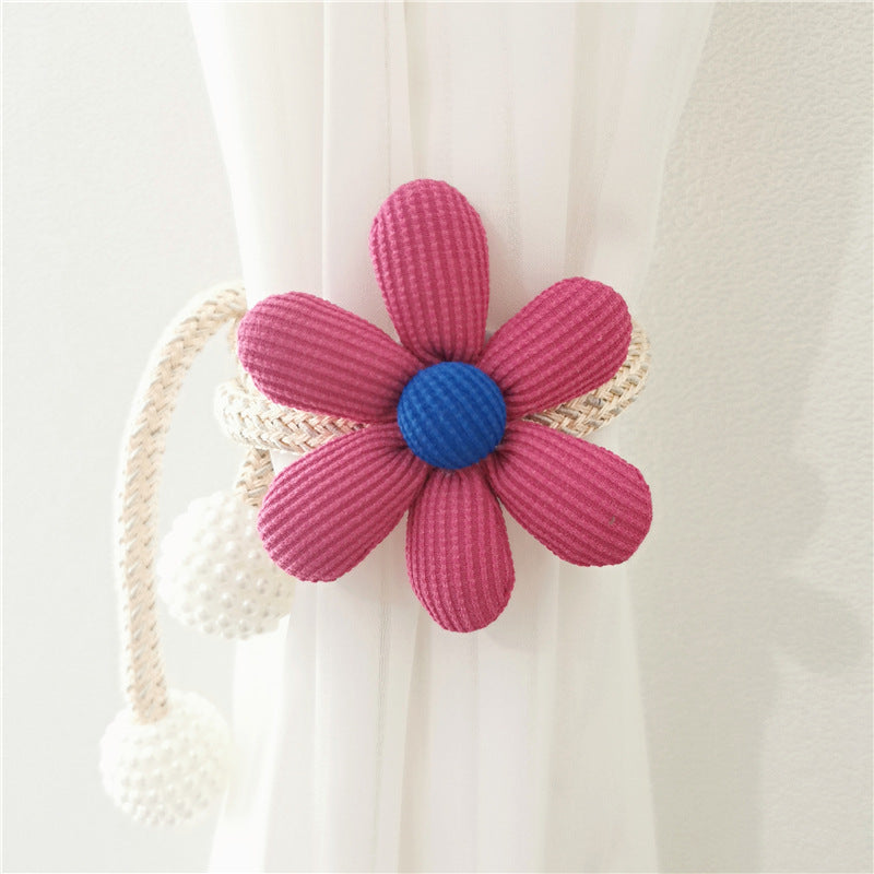 1 piece of Ins Style Adorable Three-Dimensional Flower Pearl Buckle Curtain Tie-back for Mosquito Net, Ribbon Lash Rope Decoration