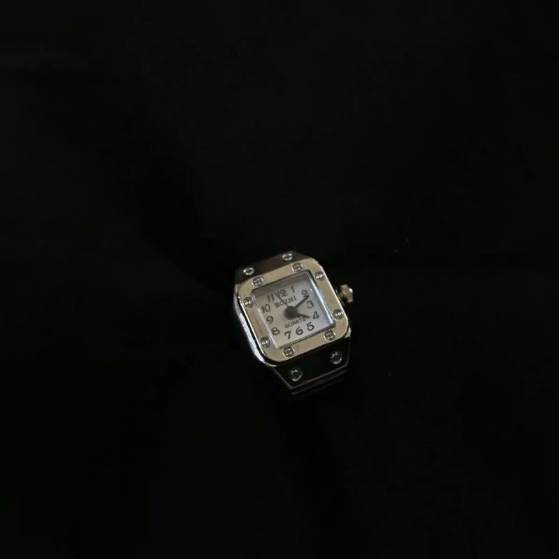 Men's Quartz Watch Ring Watch with Rectangular Digit Dial, Artificial Jewelry Gift.