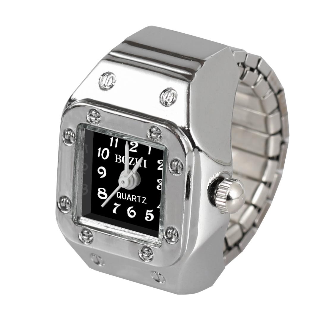 Men's Quartz Watch Ring Watch with Rectangular Digit Dial, Artificial Jewelry Gift.