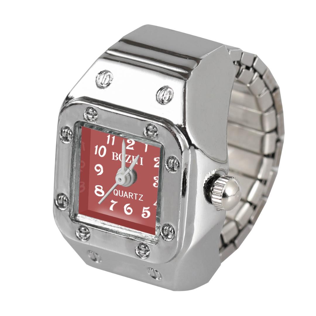 Men's Quartz Watch Ring Watch with Rectangular Digit Dial, Artificial Jewelry Gift.