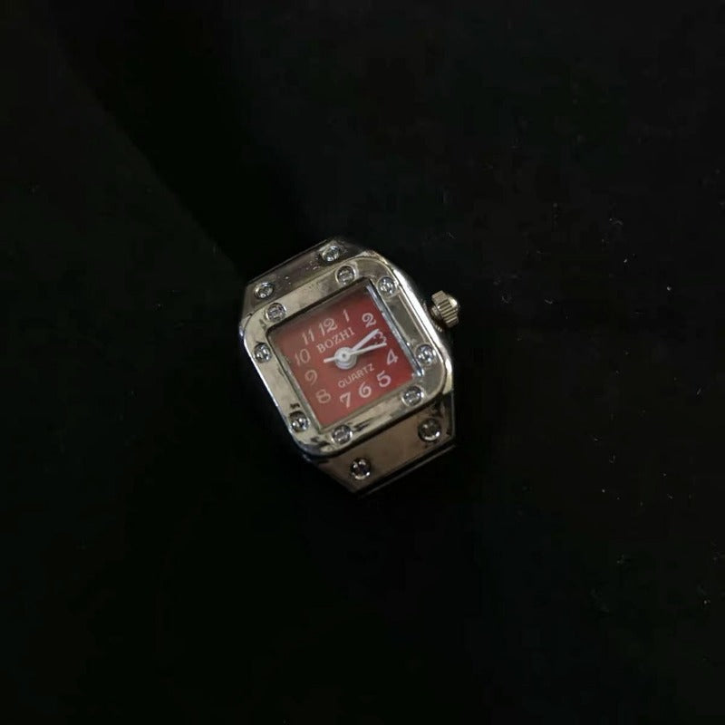 Men's Quartz Watch Ring Watch with Rectangular Digit Dial, Artificial Jewelry Gift.