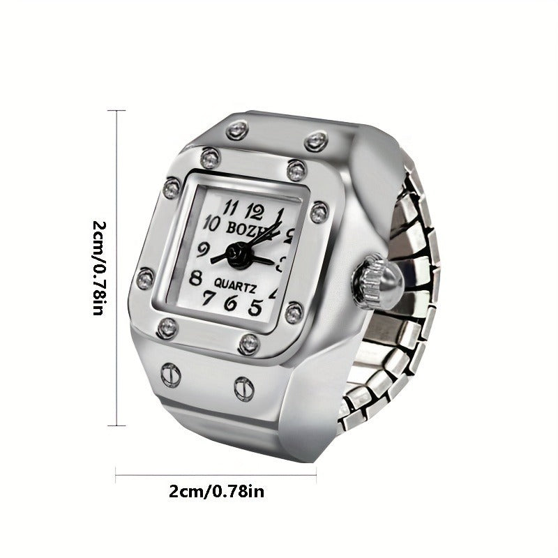 Men's Quartz Watch Ring Watch with Rectangular Digit Dial, Artificial Jewelry Gift.