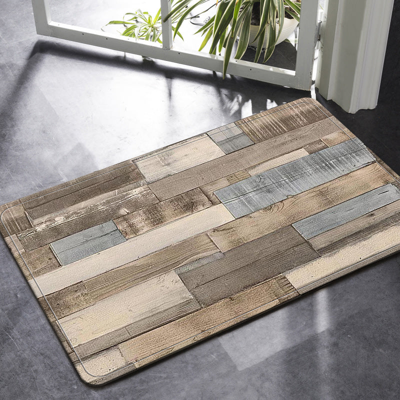 Retro wood pattern anti-slip kitchen rug with anti-fatigue properties. Absorbent, anti-stain floor mat for comfort while standing. Suitable for living room, bedroom, bathroom, kitchen, laundry, and office areas. Can be used as a home decor item.