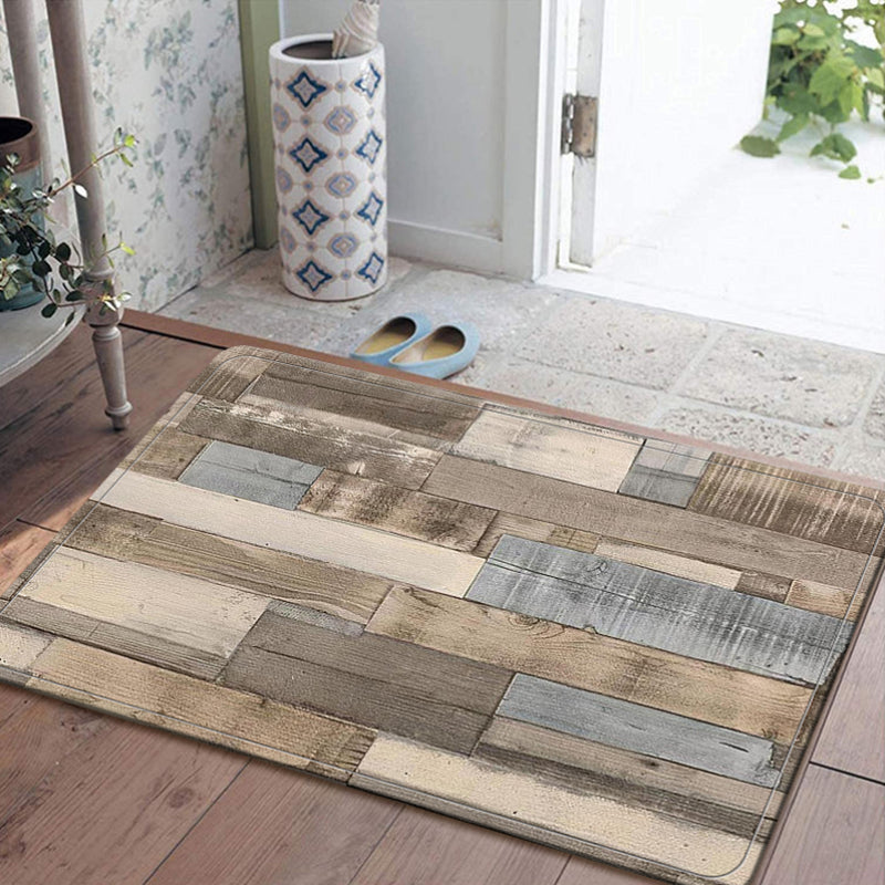 Retro wood pattern anti-slip kitchen rug with anti-fatigue properties. Absorbent, anti-stain floor mat for comfort while standing. Suitable for living room, bedroom, bathroom, kitchen, laundry, and office areas. Can be used as a home decor item.