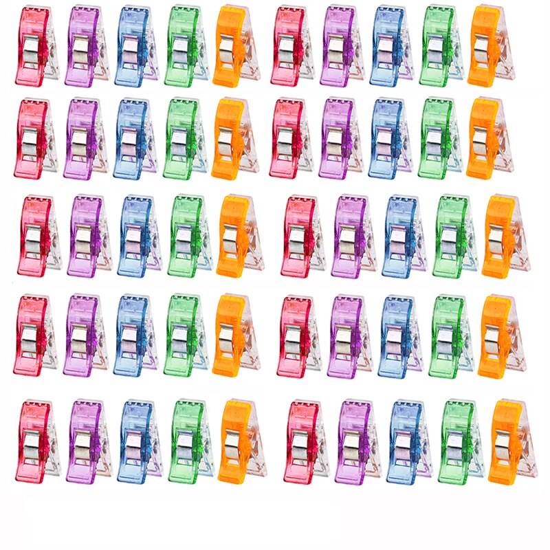 50 colorful plastic sewing clips for various crafting applications