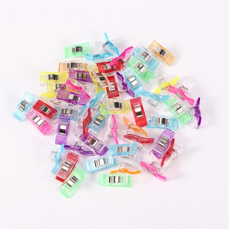 50 colorful plastic sewing clips for various crafting applications