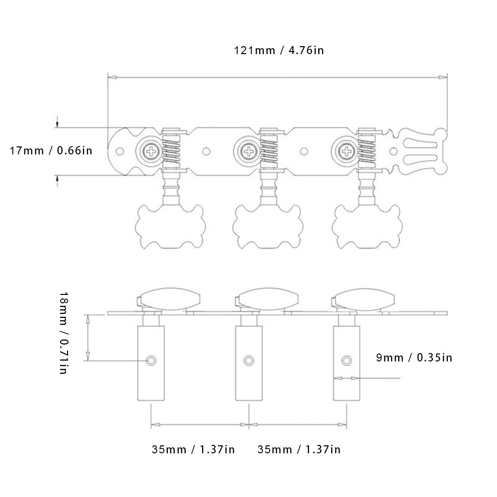 Easy installation classical guitar tuning pegs