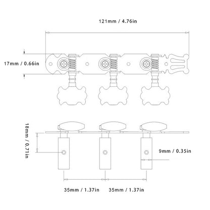 Easy installation classical guitar tuning pegs