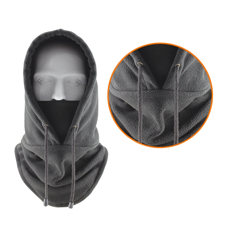 Unisex Windproof Solid Color Coldproof Fleece Ski Mask Balaclava Hoodie for Outdoor Sports, providing Neck and Face Protection with Ear Warmer feature for both Women and Men