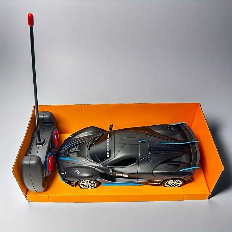 High-speed RC drift racing car with LED lights in red, blue, or black - perfect holiday gift for winter.