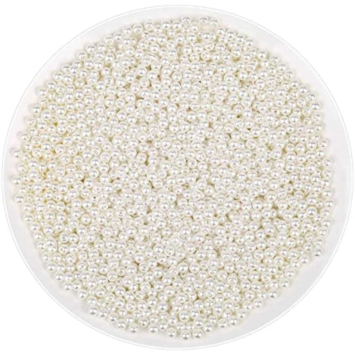 2000 pieces of 4mm White Imitation Pearls Craft Beads for DIY Jewelry Making. Ideal for creating bracelets, necklaces, hair decorations, and filling vases.