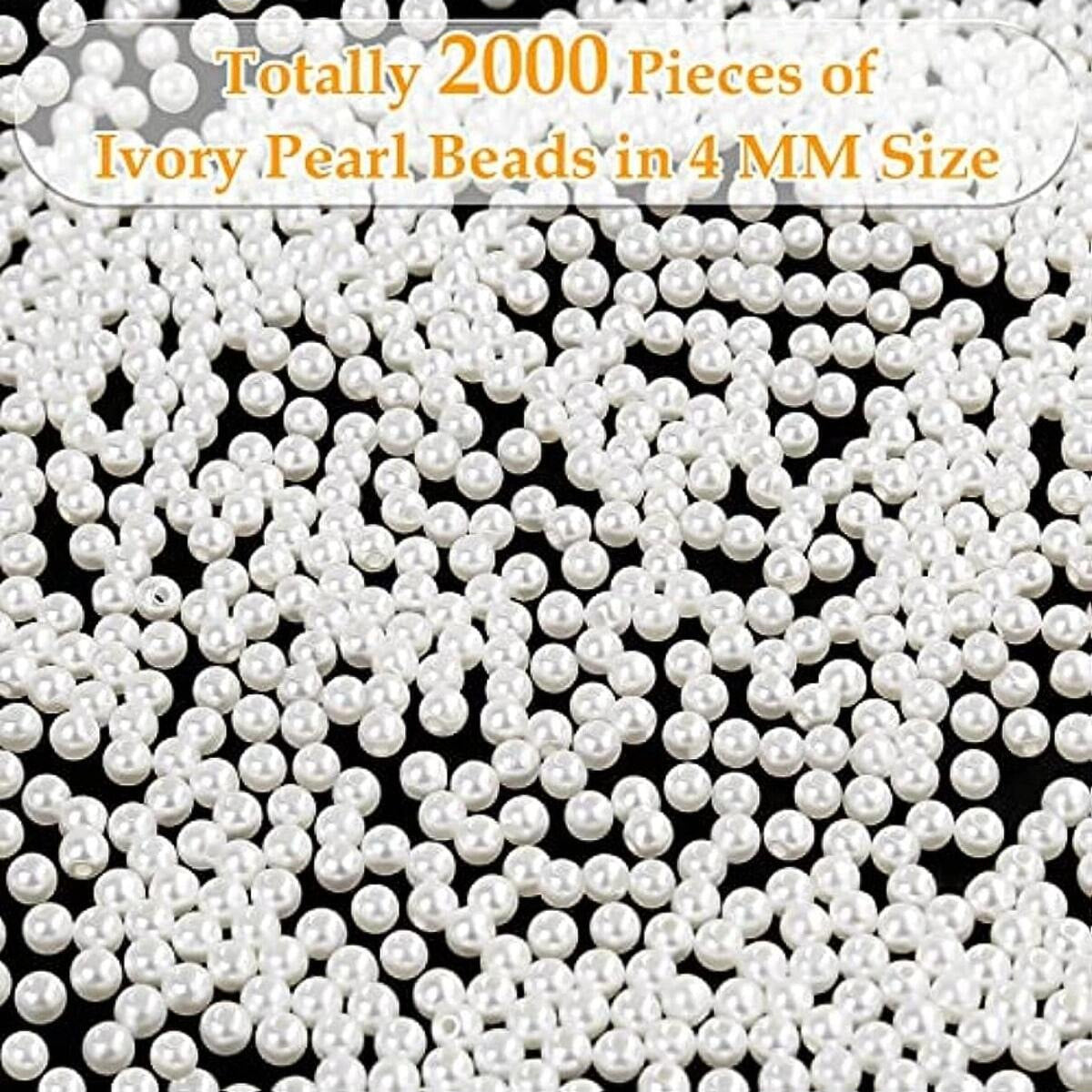 2000 pieces of 4mm White Imitation Pearls Craft Beads for DIY Jewelry Making. Ideal for creating bracelets, necklaces, hair decorations, and filling vases.