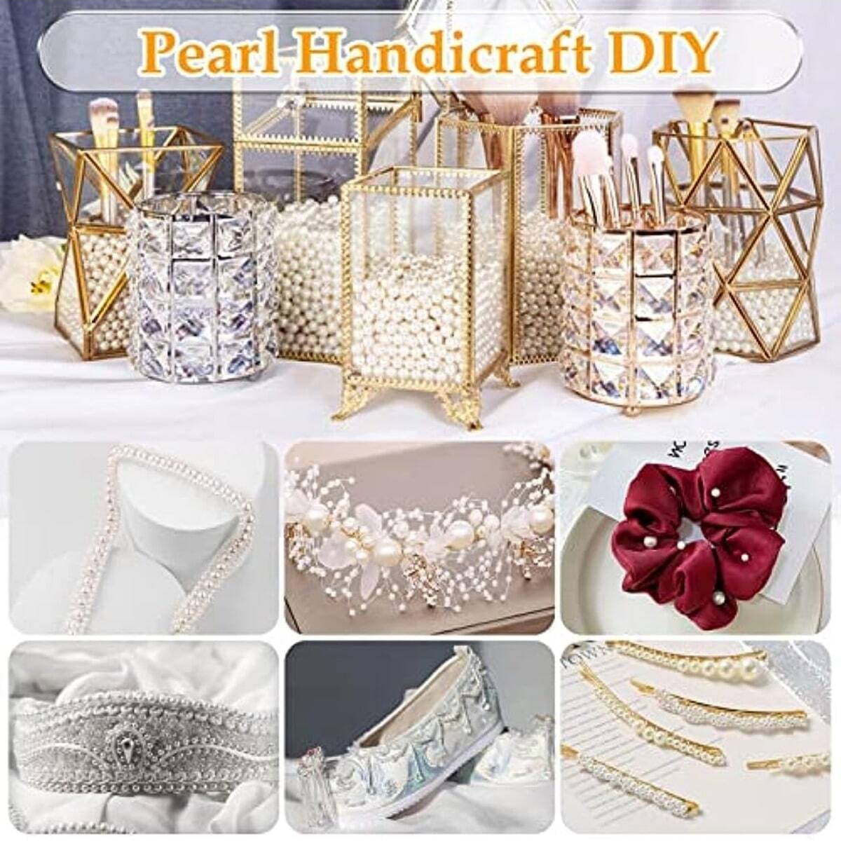 2000 pieces of 4mm White Imitation Pearls Craft Beads for DIY Jewelry Making. Ideal for creating bracelets, necklaces, hair decorations, and filling vases.