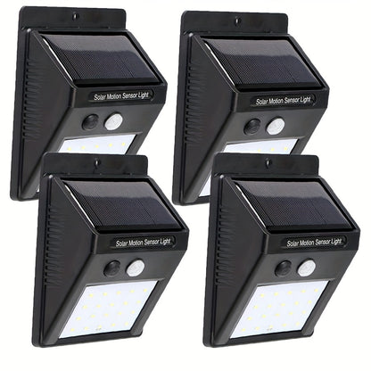 4-piece Solar Outdoor Wall Light with Motion Sensor for Garden Stairs Pathway