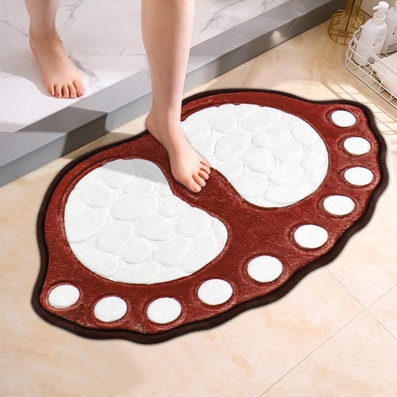 Dog footprint memory foam bath rug, non-slip and absorbent. Machine washable for bathroom, kitchen, bedroom and indoor use.