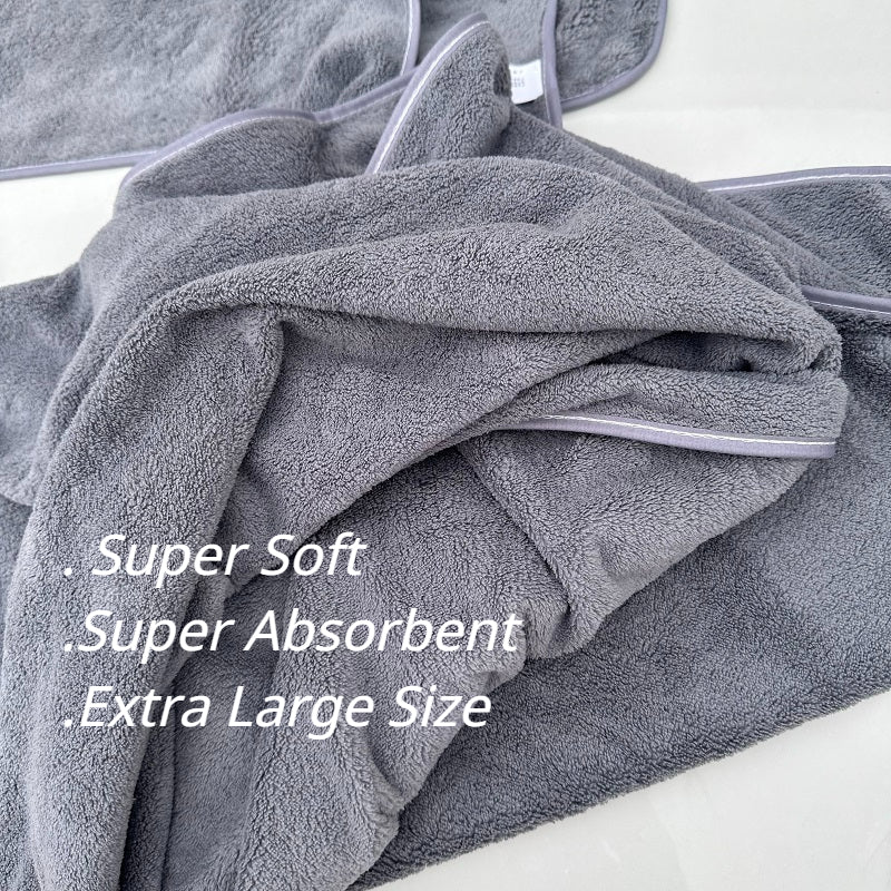 Soft car wash towel for drying cars, extra large size in gray for car detailing.