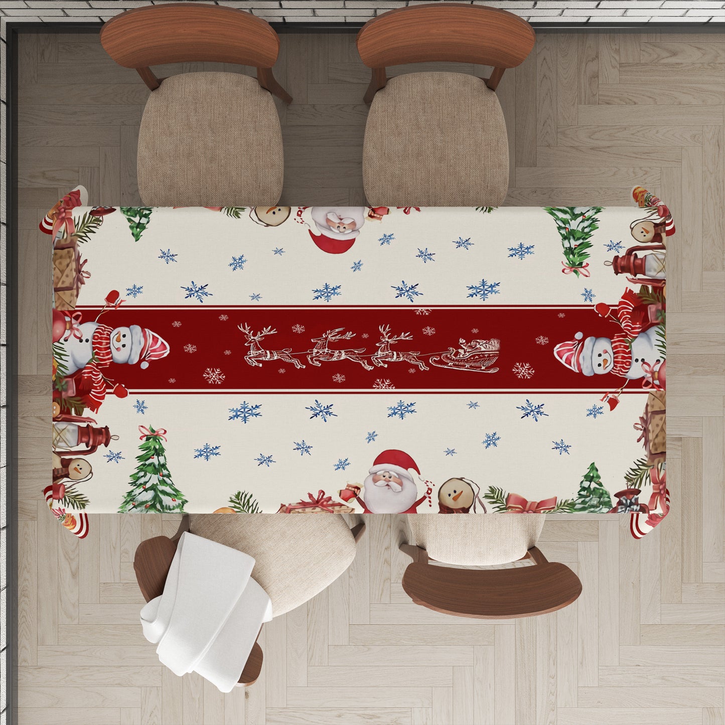 1pc Christmas-themed tablecloth, household oil-proof and waterproof, perfect for home parties and rectangular dining table decor. Can also be used as a cover for coffee tables.