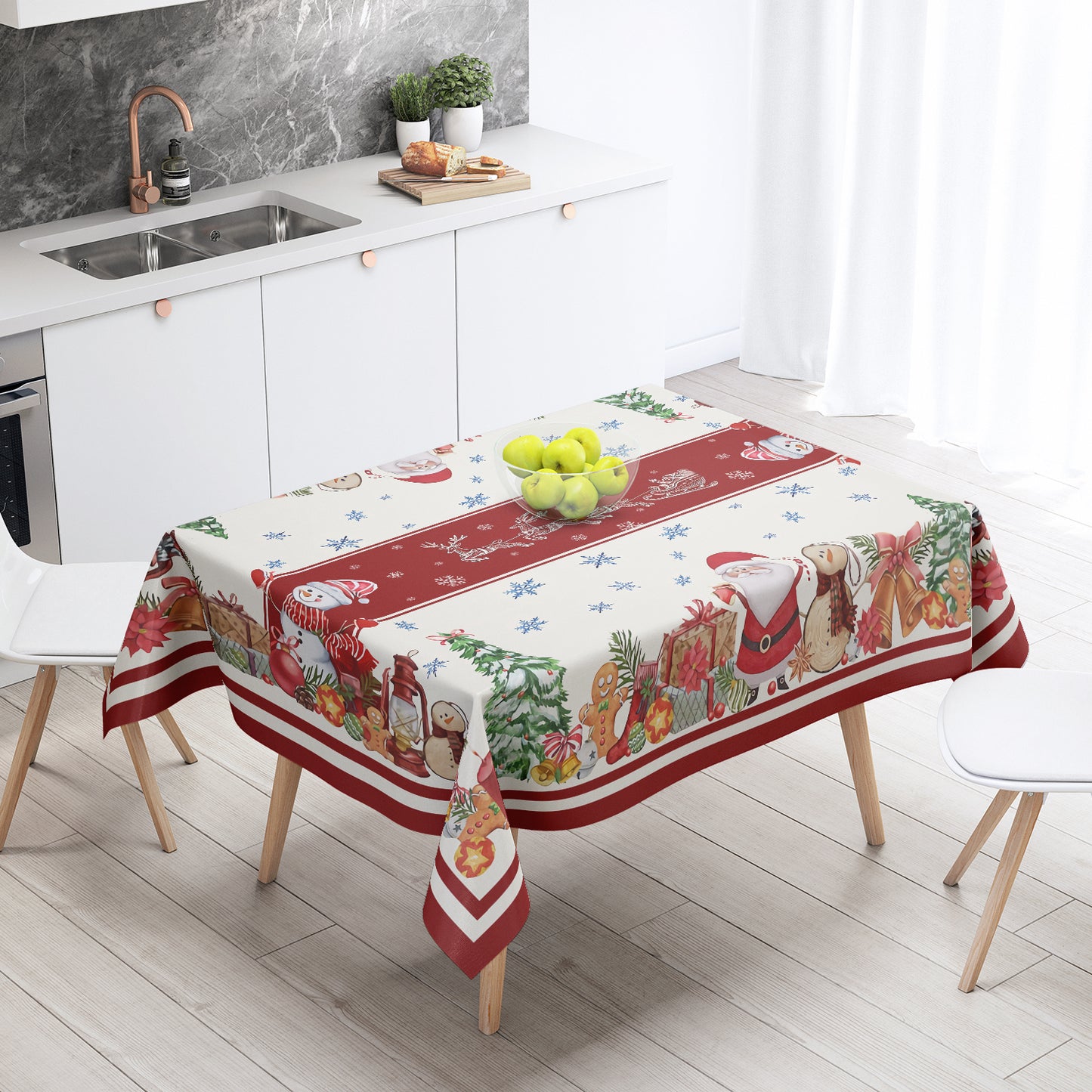 1pc Christmas-themed tablecloth, household oil-proof and waterproof, perfect for home parties and rectangular dining table decor. Can also be used as a cover for coffee tables.