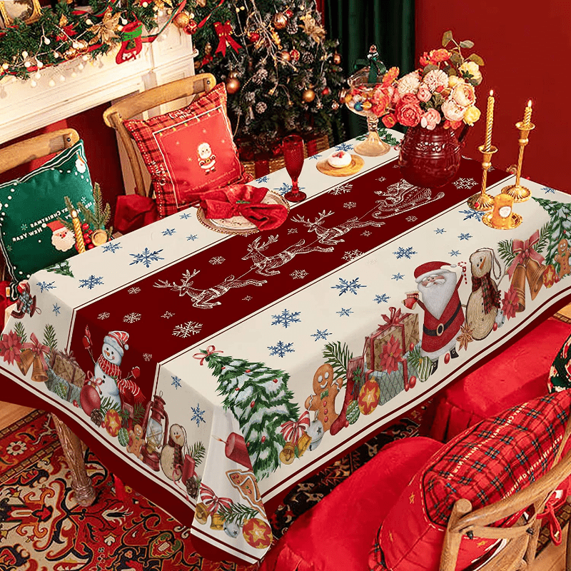 1pc Christmas-themed tablecloth, household oil-proof and waterproof, perfect for home parties and rectangular dining table decor. Can also be used as a cover for coffee tables.