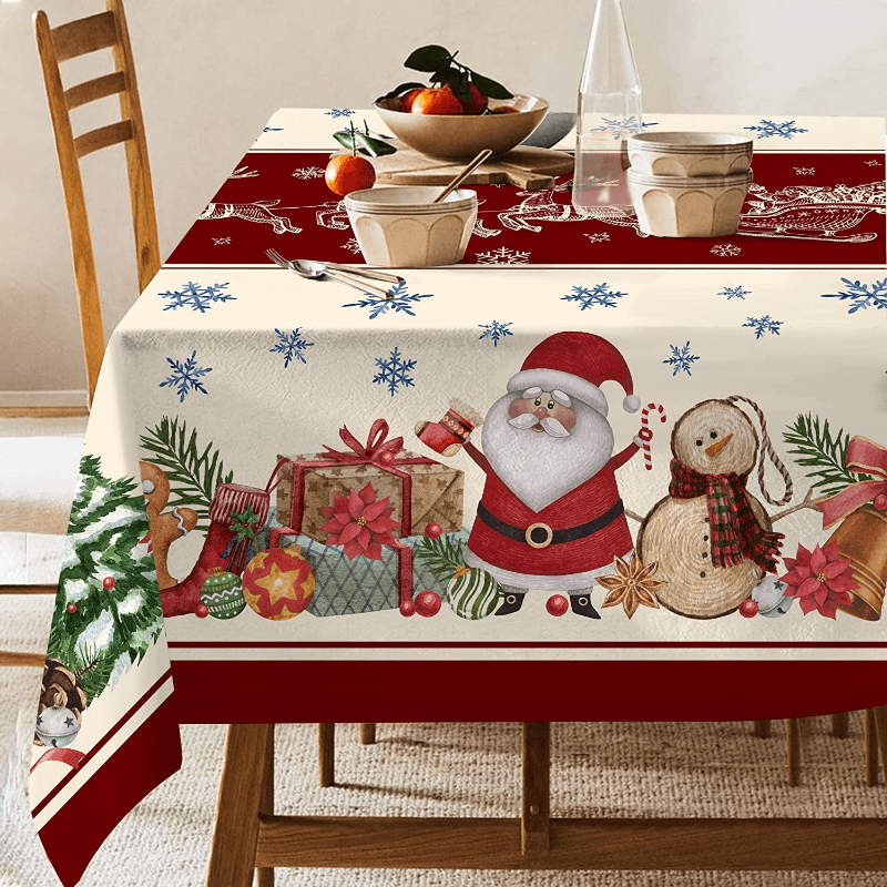 1pc Christmas-themed tablecloth, household oil-proof and waterproof, perfect for home parties and rectangular dining table decor. Can also be used as a cover for coffee tables.