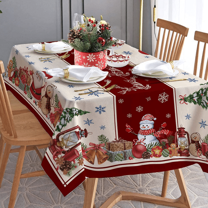 1pc Christmas-themed tablecloth, household oil-proof and waterproof, perfect for home parties and rectangular dining table decor. Can also be used as a cover for coffee tables.