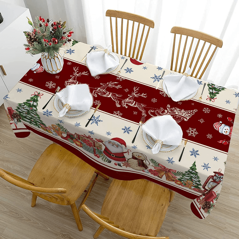 1pc Christmas-themed tablecloth, household oil-proof and waterproof, perfect for home parties and rectangular dining table decor. Can also be used as a cover for coffee tables.