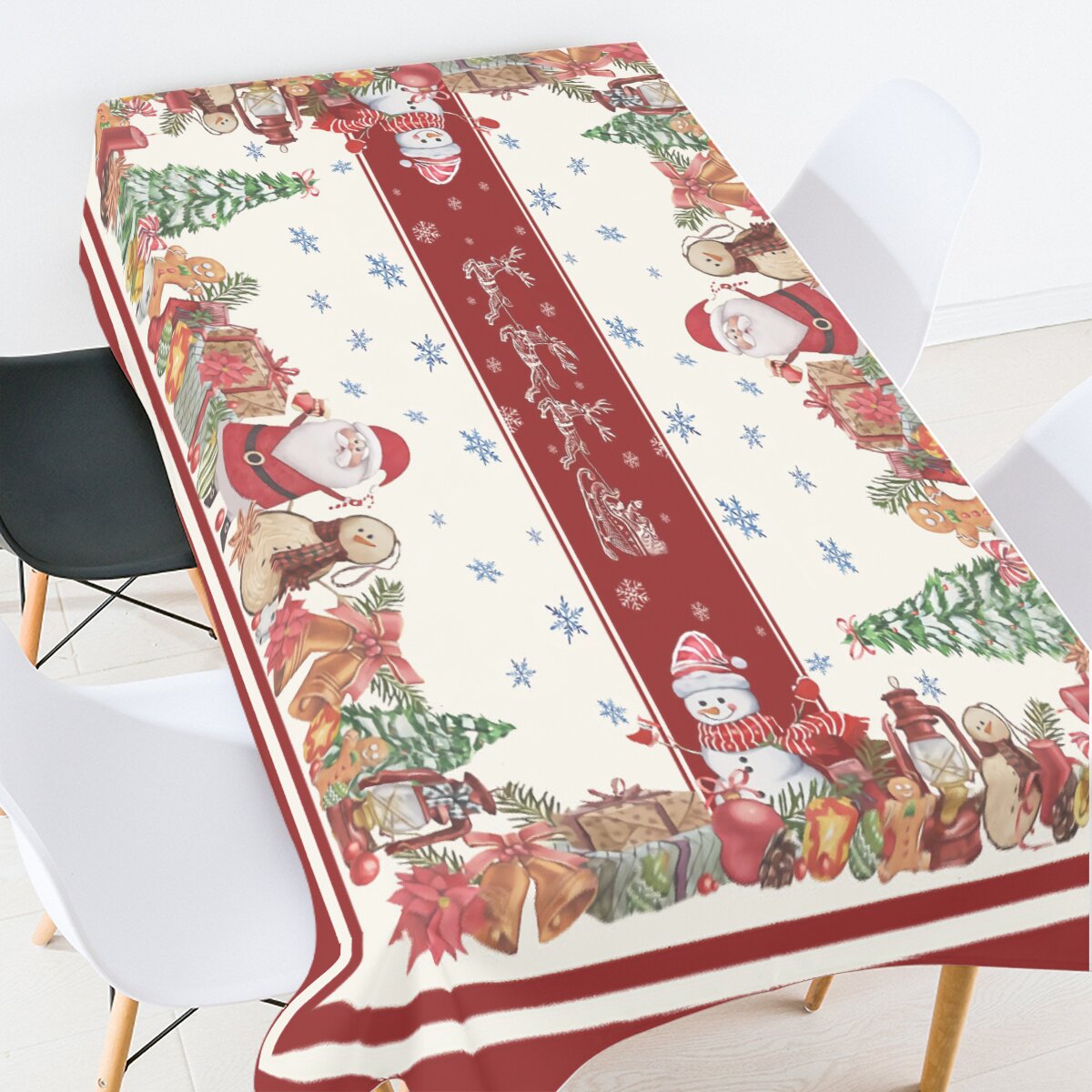 1pc Christmas-themed tablecloth, household oil-proof and waterproof, perfect for home parties and rectangular dining table decor. Can also be used as a cover for coffee tables.