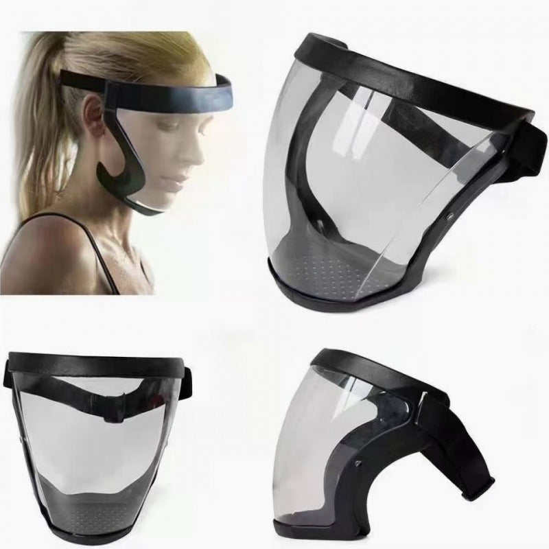 Durable, transparent face mask for outdoor, kitchen, and security use.