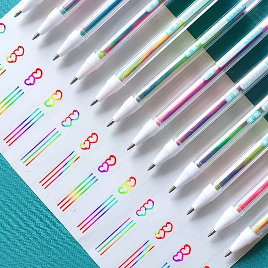 6 Rainbow Gradient Gel Pens with Glitter Colors