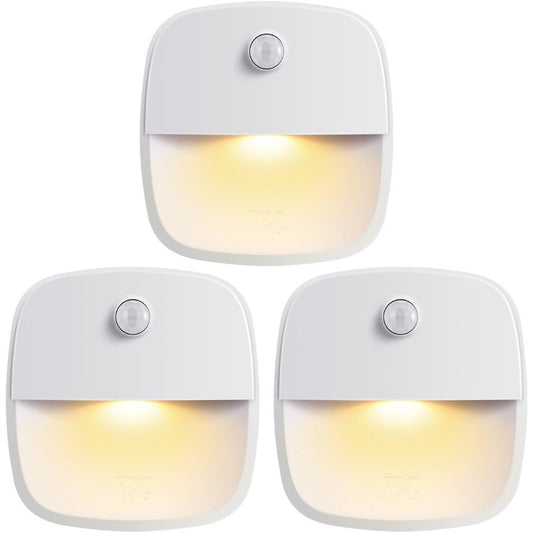 1pc or 3pcs Motion Sensor Light, cordless LED night light for various locations (warm white).