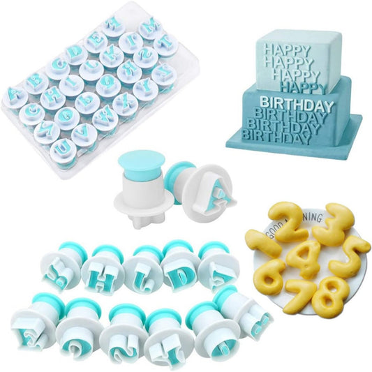 Baking Mold Set with DIY Alphabet Fondant Cookie Cutter Plunger, Embosser, and Decorating Tool for Cake and Pastry