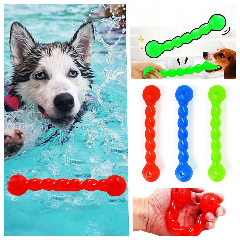 Durable squeaky dog chew toy for grinding teeth, floats on water