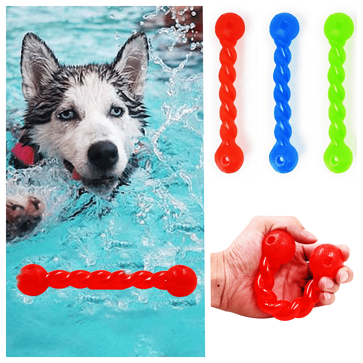 Rubber chew toy for medium to large dogs, ideal for aggressive chewers.