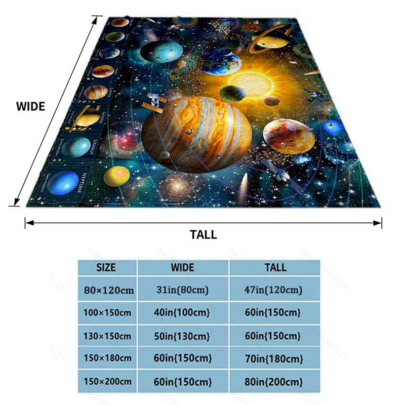 Soft and warm flannel throw blanket with a cosmic planet design, perfect for home, travel, camping, and more. Lightweight and cozy, great for sofa, bed, living room, office, or any seating area. Features digital printing on fleece fabric for a stylish