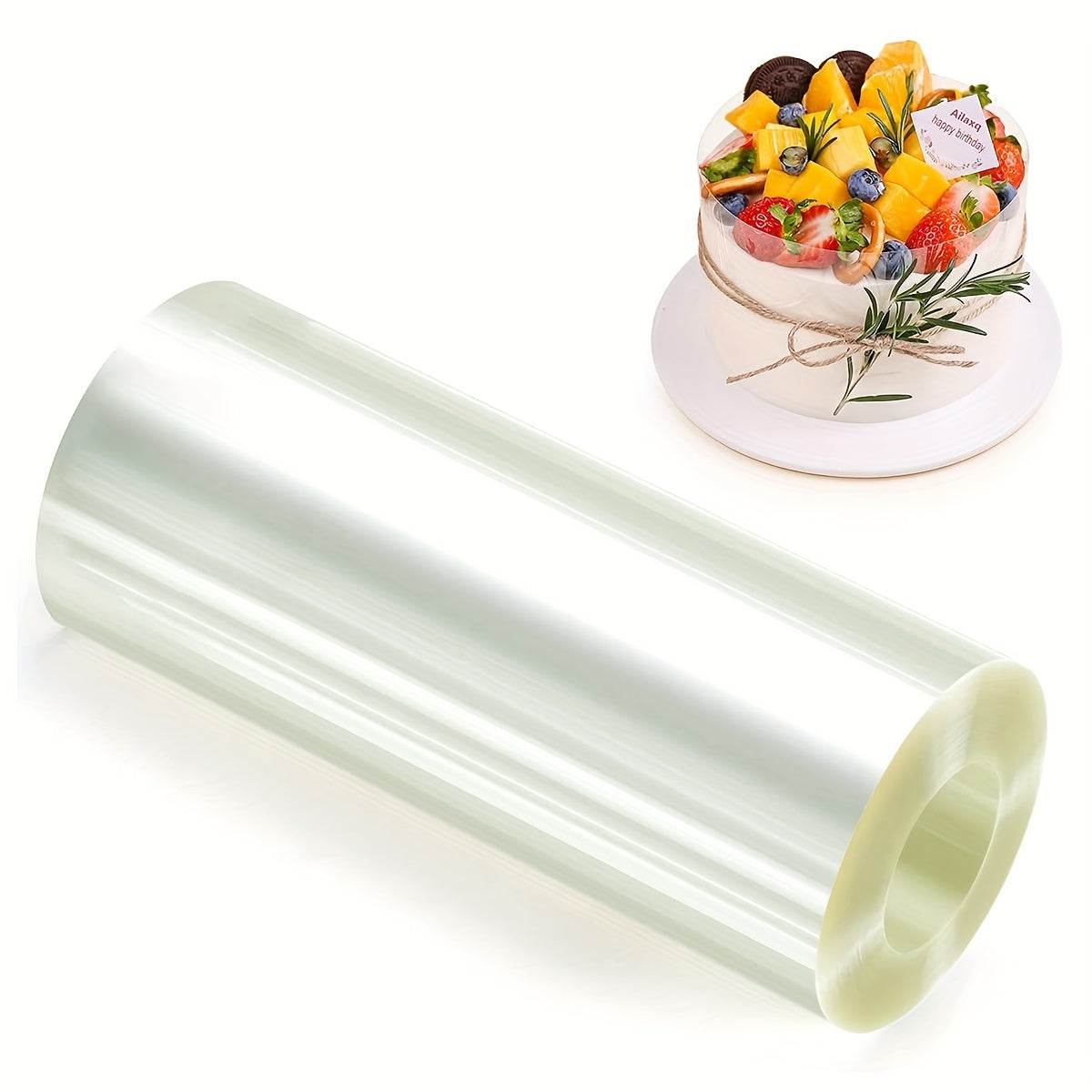 Transparent film cake collar, ideal for creating roll cakes and other desserts. This baking accessory is a must-have for any kitchen, perfect for mousse, chocolate, and pastry creations. Get yours today and elevate your baking experience!