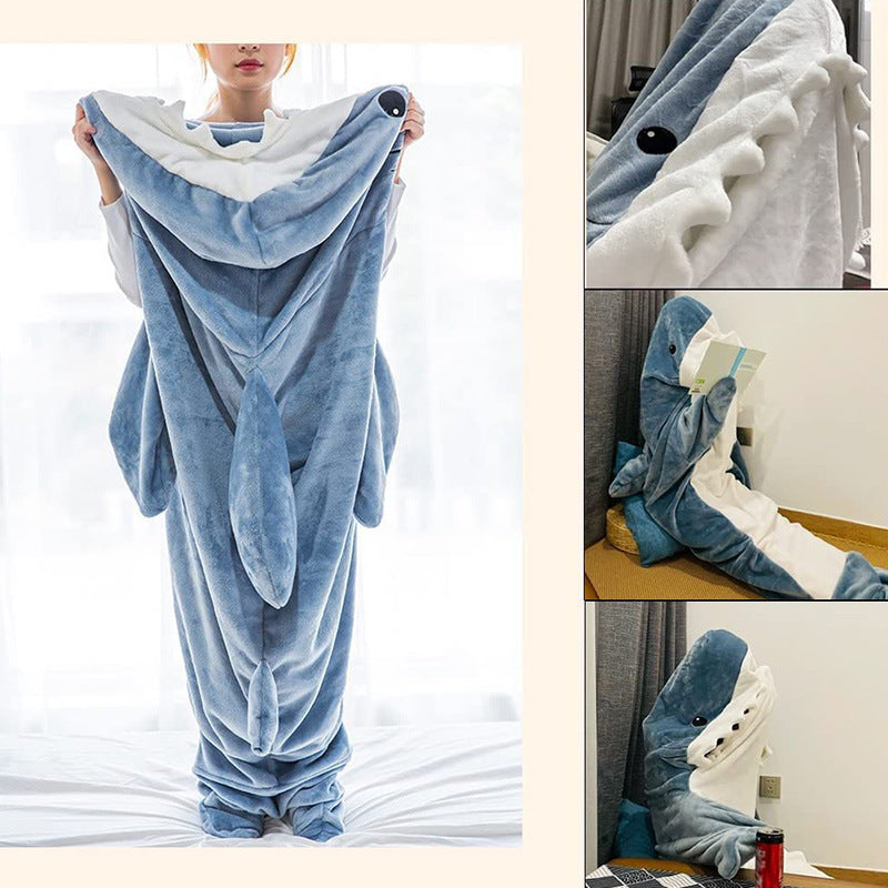 MIIYOUNG Adult Shark Blanket, 1 Piece, made with Ultra-Soft Flannel Fleece, Oversized Loose Home Blanket, Machine Washable, Cozy Plush Loungewear designed for individuals up to 170cm (69.5 inches) in height.