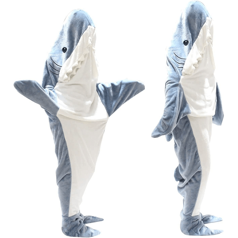 MIIYOUNG Adult Shark Blanket, 1 Piece, made with Ultra-Soft Flannel Fleece, Oversized Loose Home Blanket, Machine Washable, Cozy Plush Loungewear designed for individuals up to 170cm (69.5 inches) in height.