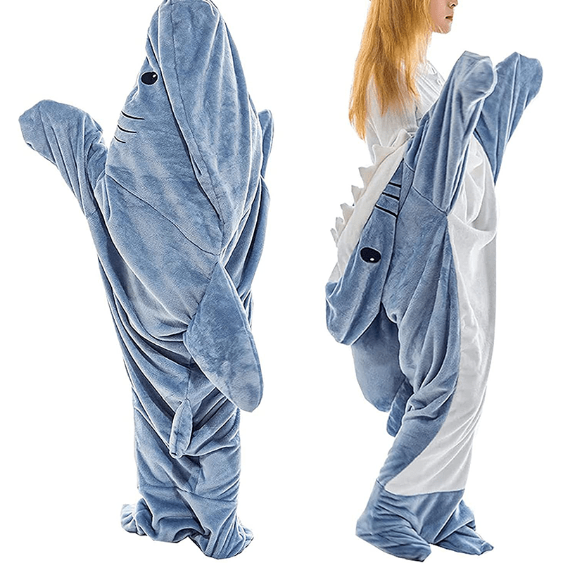 MIIYOUNG Adult Shark Blanket, 1 Piece, made with Ultra-Soft Flannel Fleece, Oversized Loose Home Blanket, Machine Washable, Cozy Plush Loungewear designed for individuals up to 170cm (69.5 inches) in height.