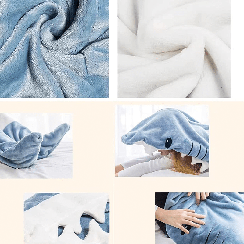 MIIYOUNG Adult Shark Blanket, 1 Piece, made with Ultra-Soft Flannel Fleece, Oversized Loose Home Blanket, Machine Washable, Cozy Plush Loungewear designed for individuals up to 170cm (69.5 inches) in height.