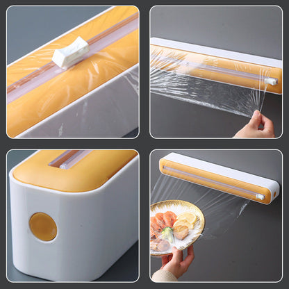 Food Film Dispenser with Cutter Storage Box for Aluminum Foil and Stretch Film, Magnetic Wrap Dispenser, 2-in-1 Kitchen Accessory